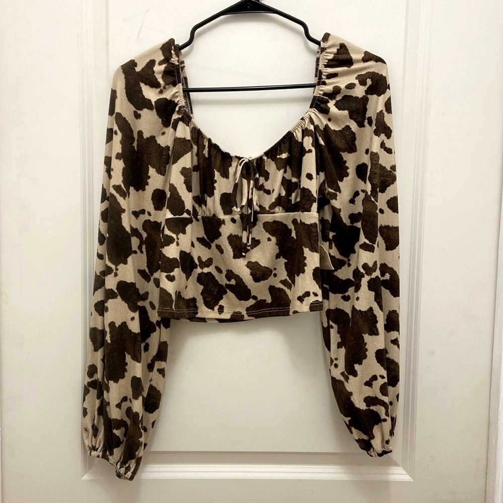 Altrd State Cow Print Crop Top NWT